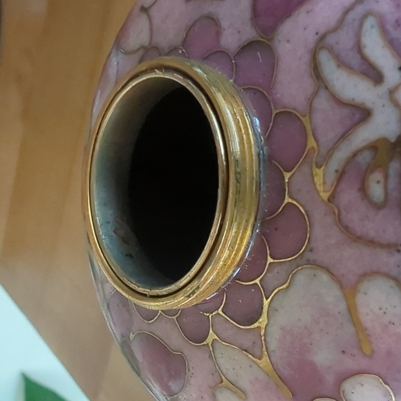 Vintage Pink Floral Cloisonné Vase/Jar - Picture 7 of 17